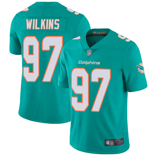 Nike Miami Dolphins #97 Christian Wilkins Aqua Green Team Color Men Stitched NFL Vapor Untouchable Limited Jersey